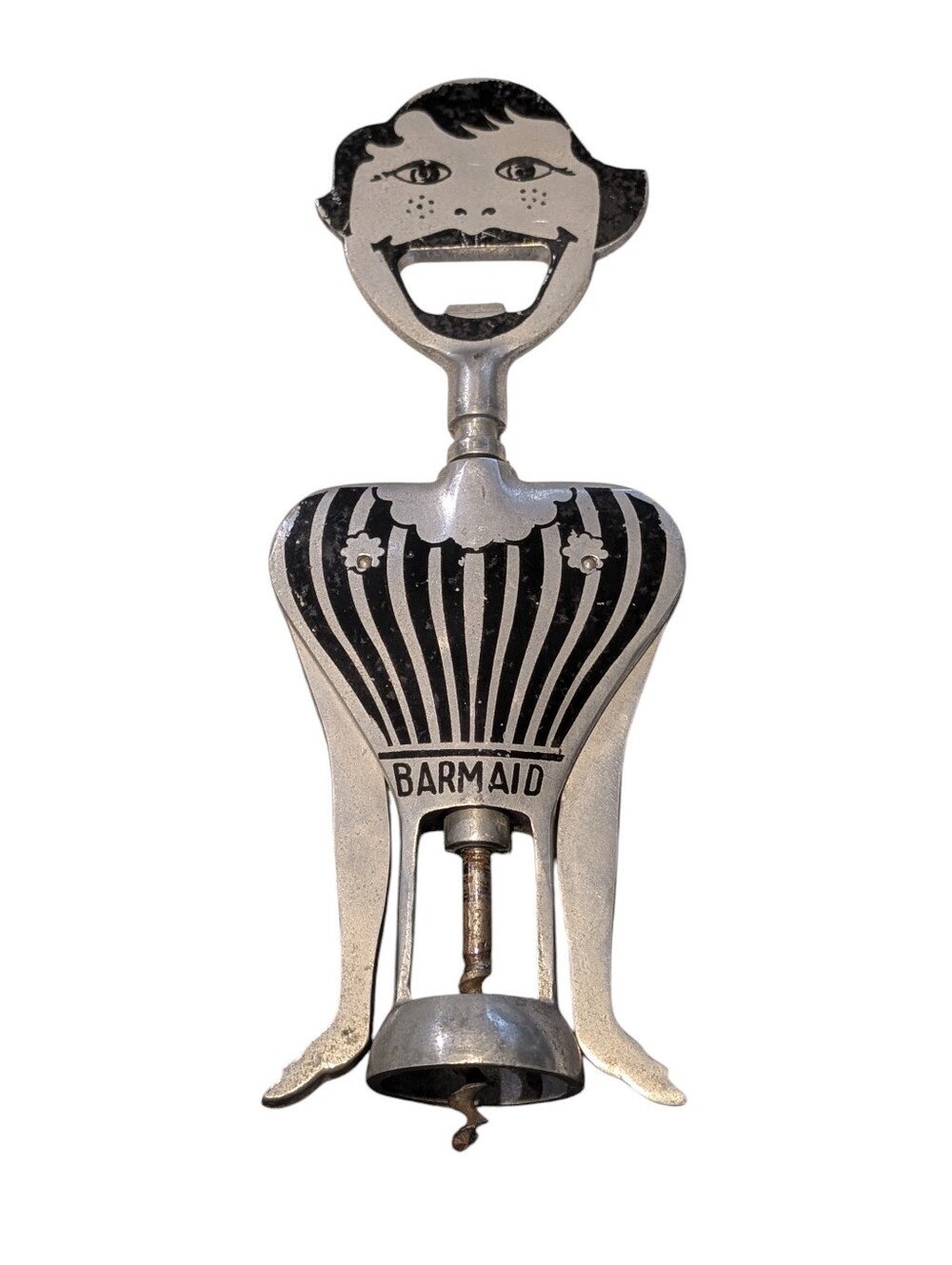 Vintage 1950s Figural "Barmaid" bottle opener corkscrew by Carlo Gemelli Italy!